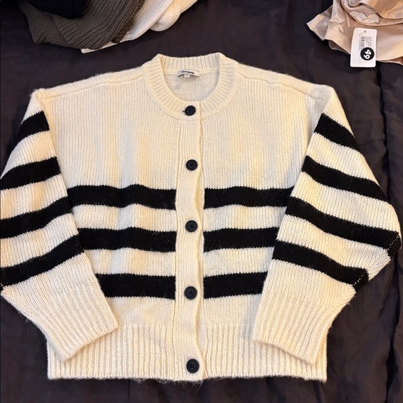Darling Sweaters - Darling Black and Cream Striped Sweater
